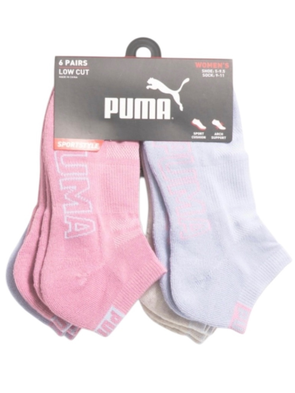 Puma 6 pk. Low Cut Sportstyle Training Socks (NWT) (Shoe Size: 5-9.5)